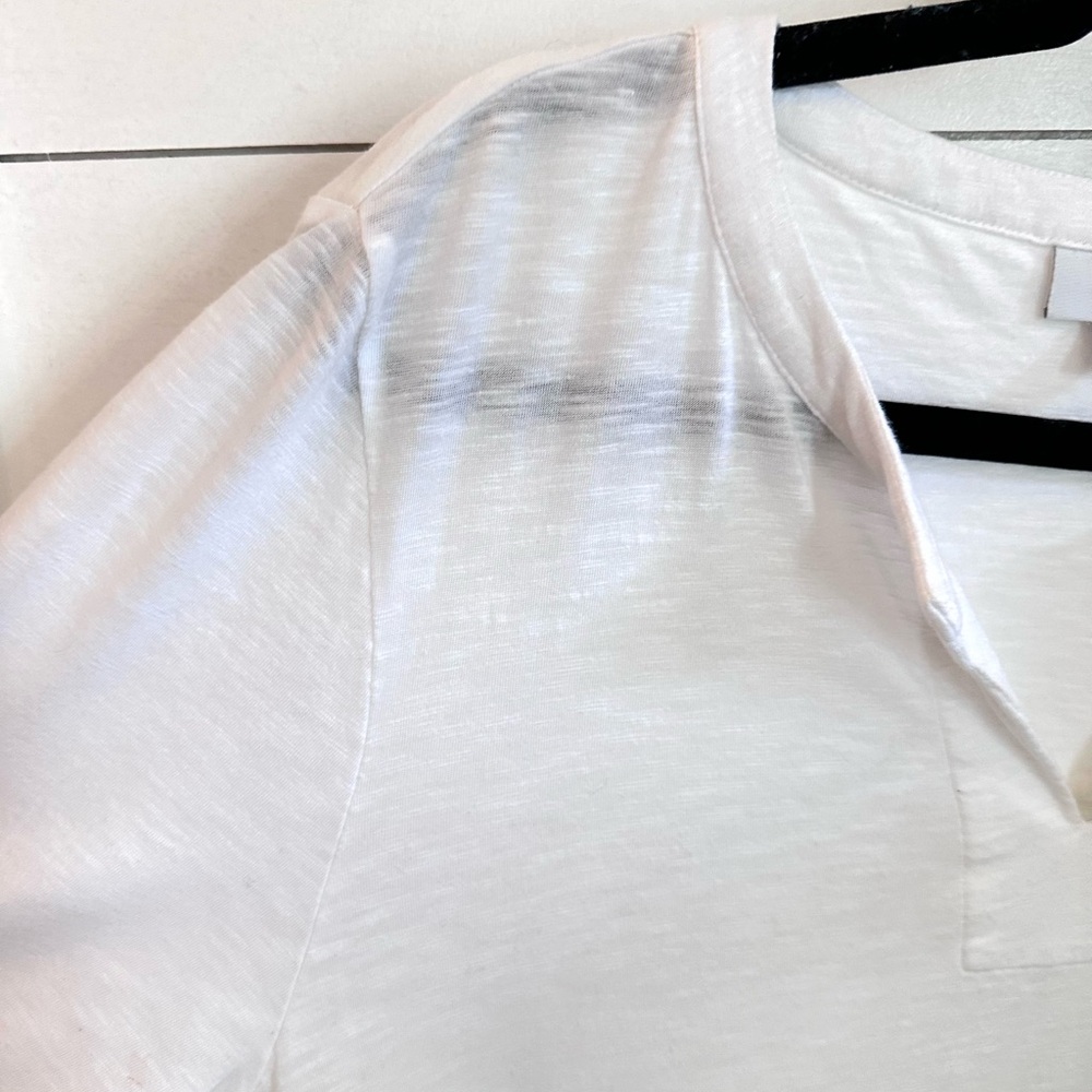 J JILL L White V neck cotton tiered minimalist cottagecore long sleeve top - Picture 9 of 12